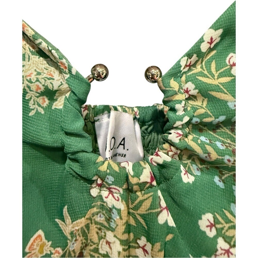 Revolve‎ J.O.A Green Floral Sleeveless Pants Jumpsuit Smocked Back Medium